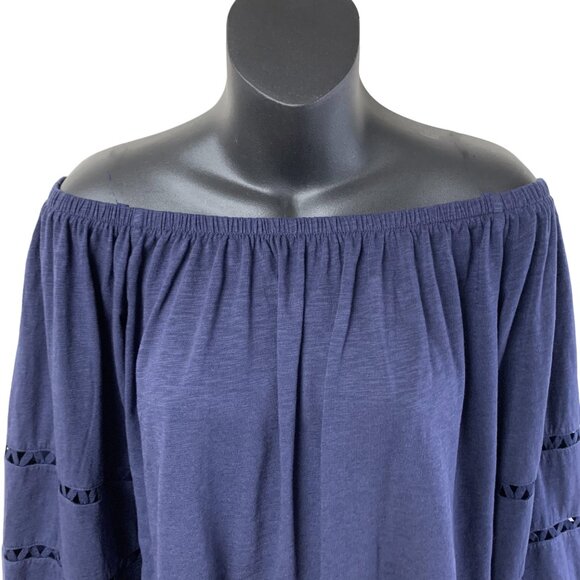 Lilly Pulitzer Katt Navy Off TheShoulder Blouson‎ Sleeve Top - Picture 3 of 8